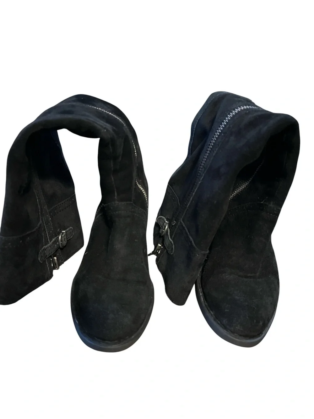 Born “Fannar”Black Suede Knee-High Zip-Up Boots Size 7